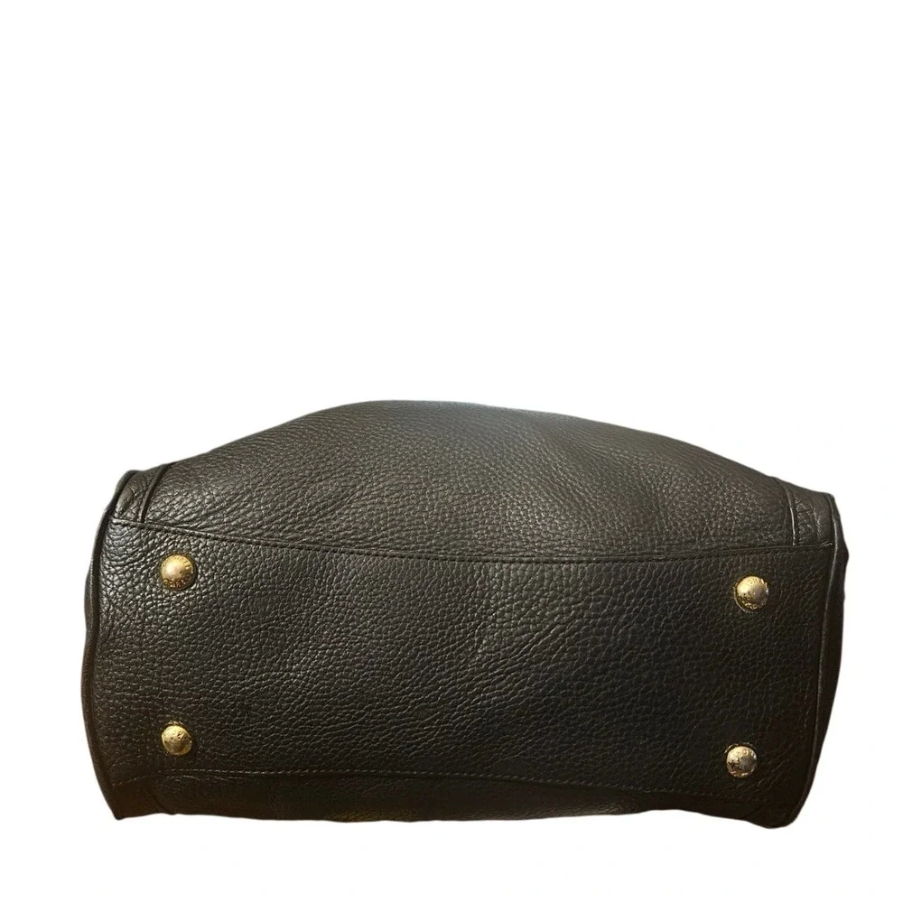 Michael Kors Bedford Black Pebbled Leather Satchel Gold Hardware Handbag